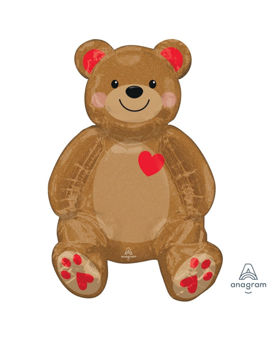 Globo foil oso con corazones para inflar con aire