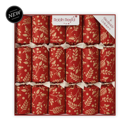 Crackers floral rojo con lazo crema- pack 6 uds.