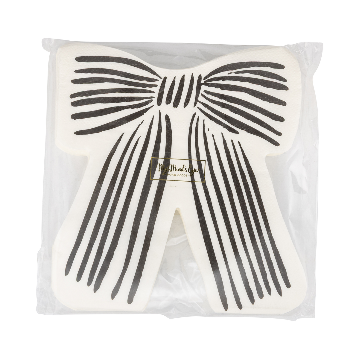 Servilleta con forma de lazo a rayas negro y crema- pack 24 uds.