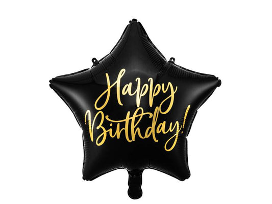 Globo foil estrella negra -Happy Birthday-