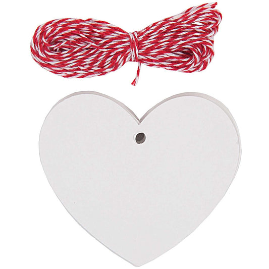 Etiquetas de regalo lisas con forma corazón con hilo- pack 20 uds.