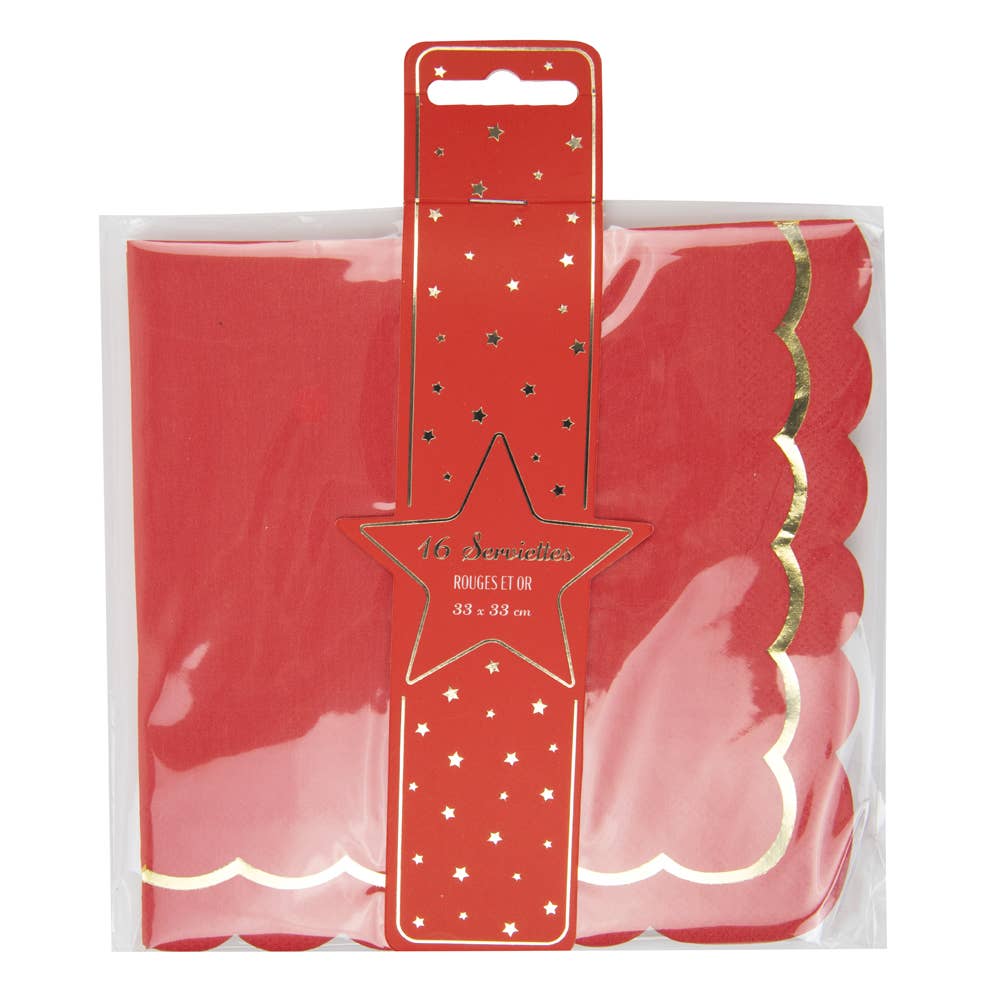 Servilletas grandes rojas festoneadas- pack 16 uds.