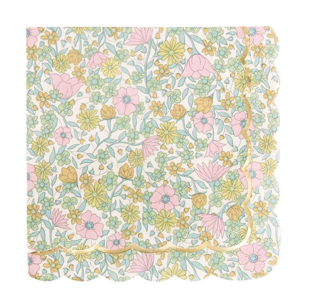 Servilletas con borde festoneado flores- pack 16 uds.