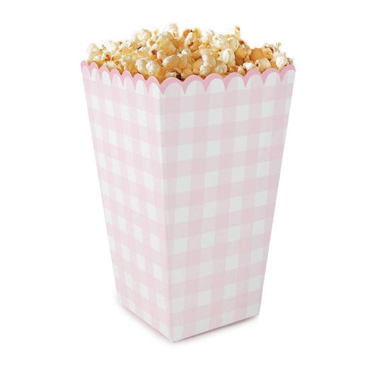 Caja de palomitas vichy rosa- pack 8 uds.