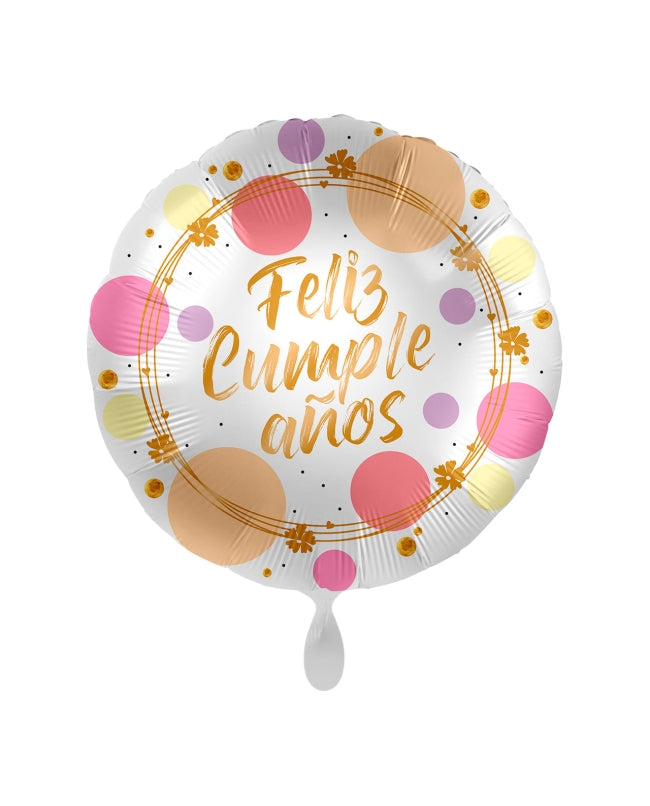 Globo foil redondo -Feliz cumpleaños- rosa
