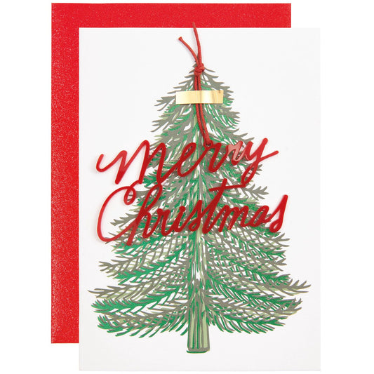 Tarjeta felicitación Navidad con etiqueta acrílico Merry Christmas