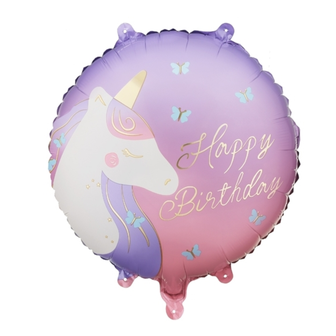 Globo foil redondo unicornio -Happy Birthday-