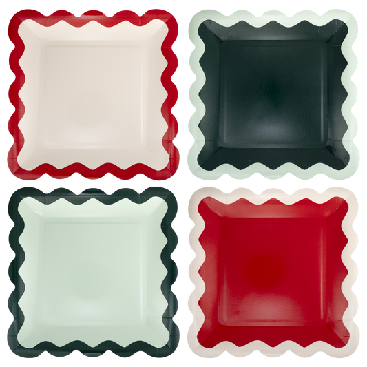 Platos cuadrados festoneados- pack 8 uds.