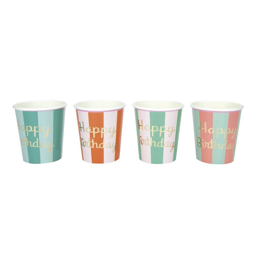 Vasos rayas de colores- pack 8 uds.