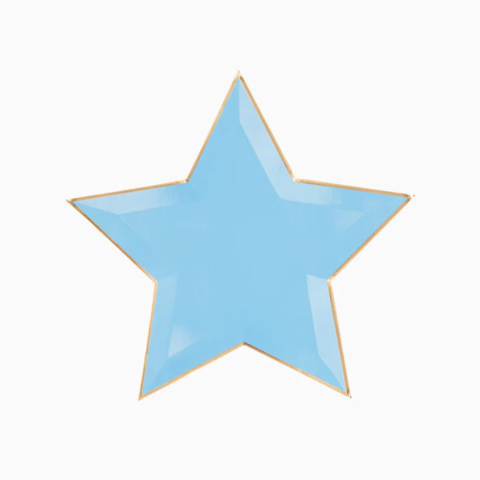 Plato estrella azul con borde dorado- pack 6 uds.