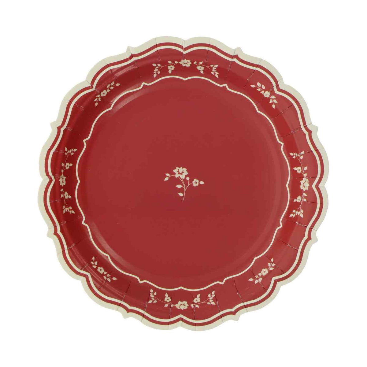 Plato pequeño granate florecitas- pack 8 uds.