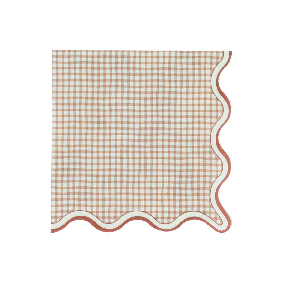 Servilleta festoneada vichy marrón-pack 20 uds.