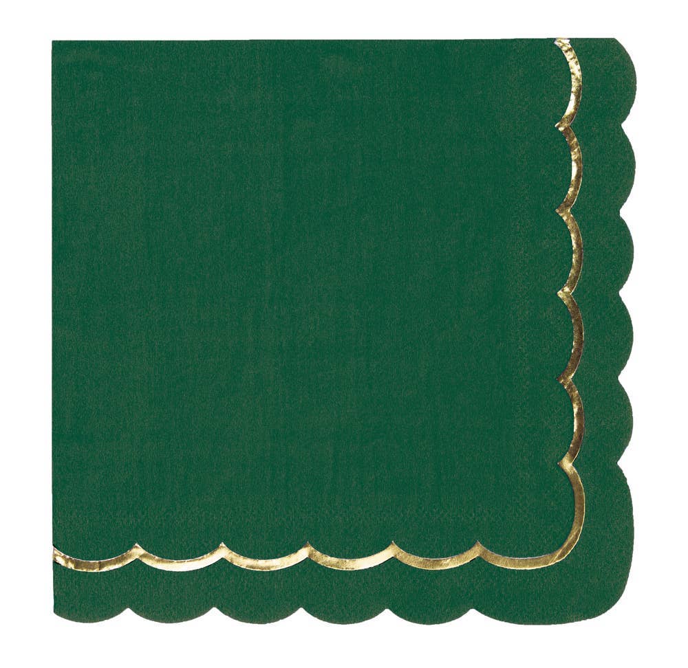 Servilletas grandes verdes festoneadas- pack 16 uds.