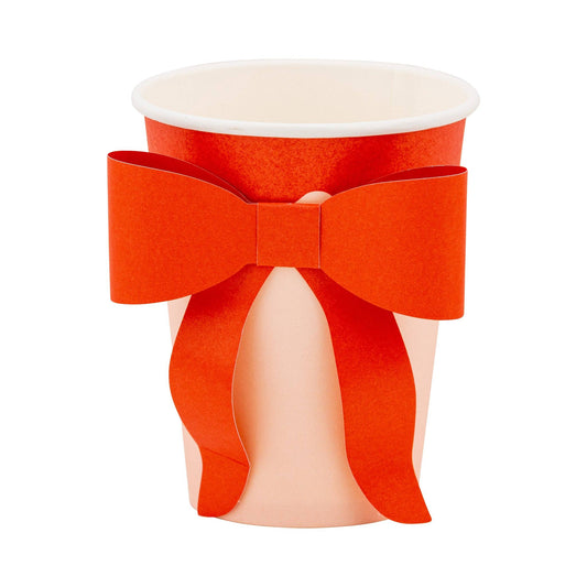Vaso Rojo y Rosa con Lazo- pack 8 uds.