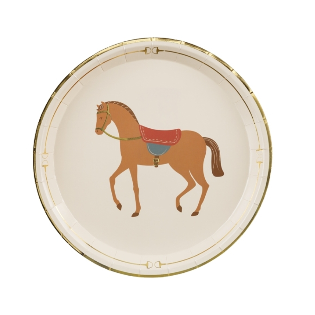 Platos caballo con montura mediano - Pack 6 uds.