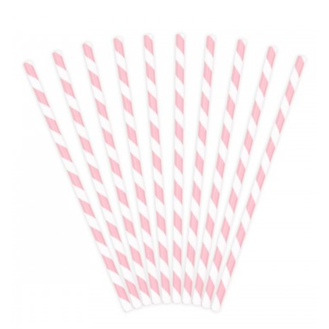 Pajitas rayas blanco y rosa- pack 10 uds.