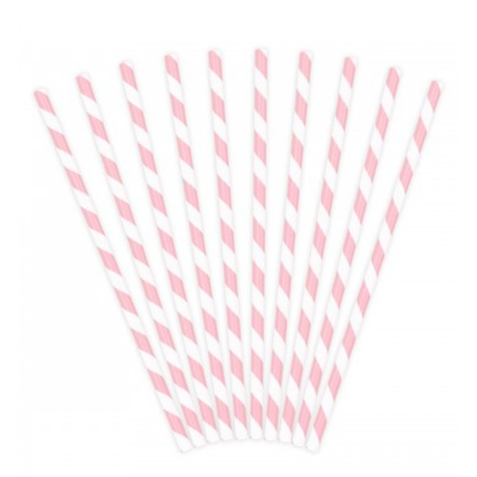 Pajitas rayas blanco y rosa- pack 10 uds.