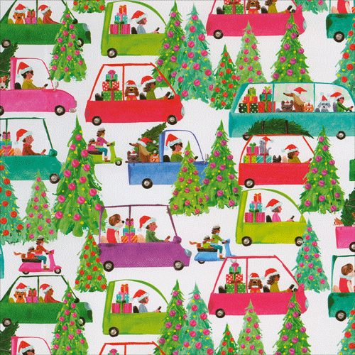 Rollo papel regalo coches y arboles Navidad