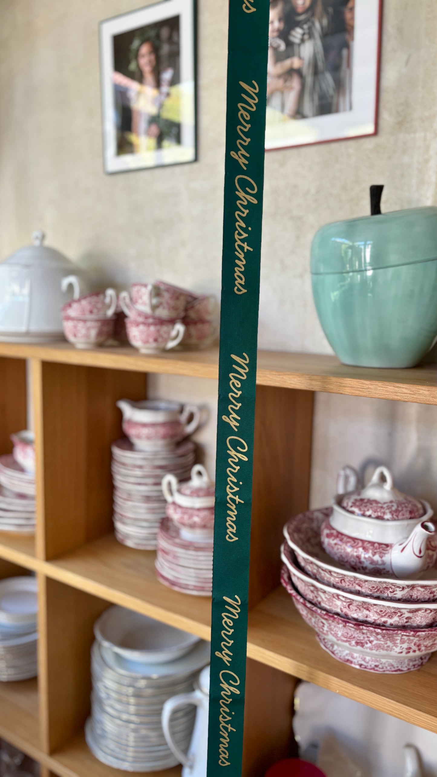 Globo Rayas Verdes con Cinta -Merry Christmas-