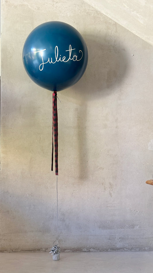Globo XL Azul con Lazo Tartán