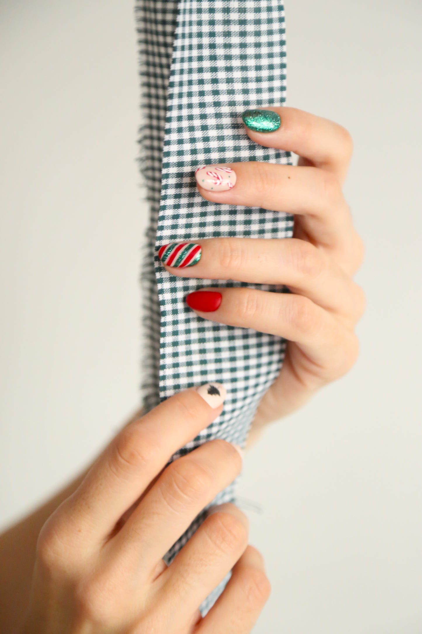 Lazo de tela Vichy verde botella