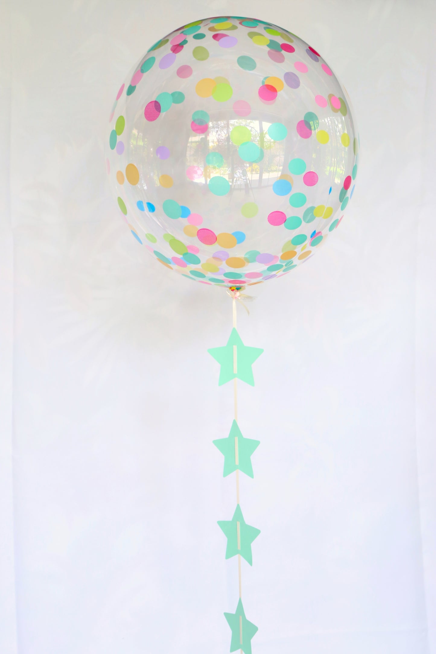 Cinta de globos artesanal estrellas verde menta XL