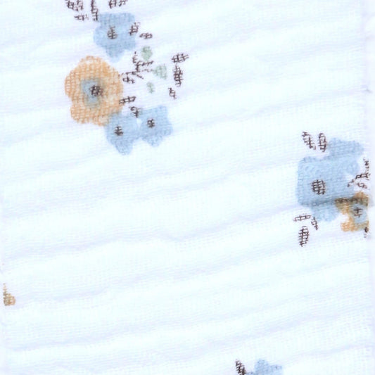 Lazo de tela bambula blanca con flores azules