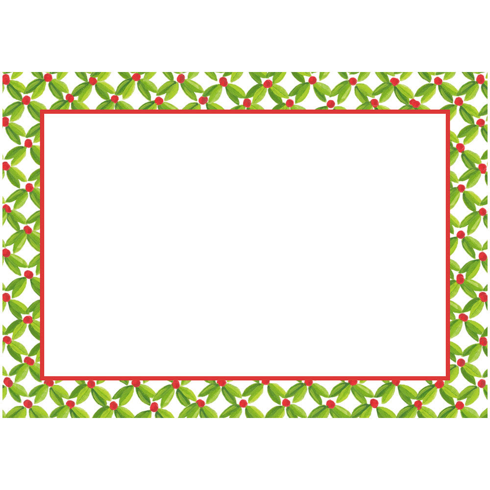 Etiqueta adhesiva blanca con borde de acebo- pack 12 uds.