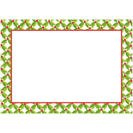 Etiqueta adhesiva blanca con borde de acebo- pack 12 uds.