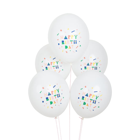 Globos de látex -Happy Birthday- pack 5 uds.