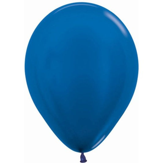 Globo de látex azul metalizado- pack 12 uds