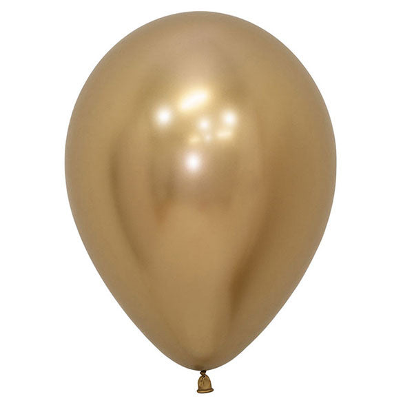 Globo de látex dorado reflex - pack 12 uds.
