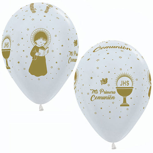 Globo de látex -Mi primera Comunión- pack 12 uds.