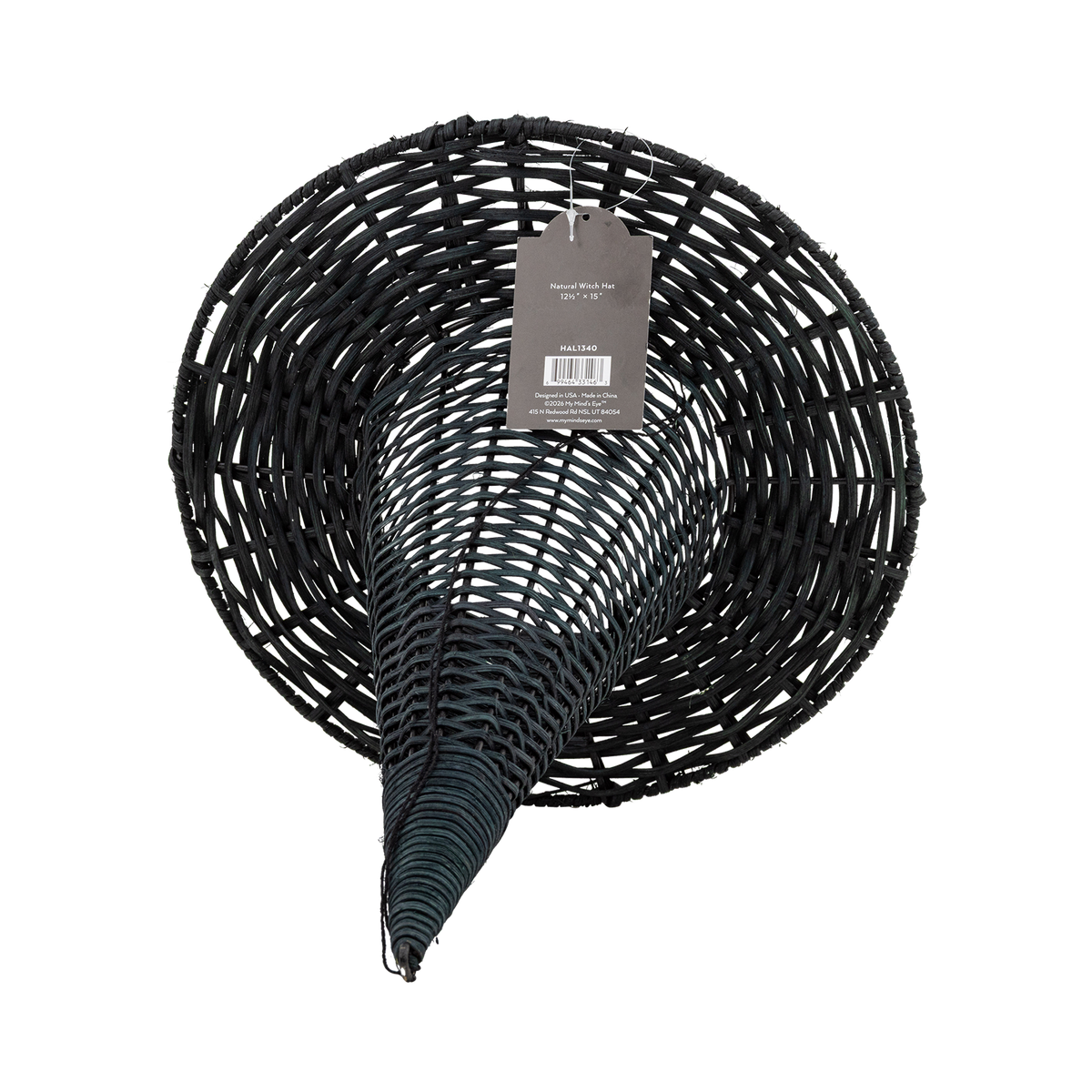 Sombrero de bruja decorativo de ratán natural