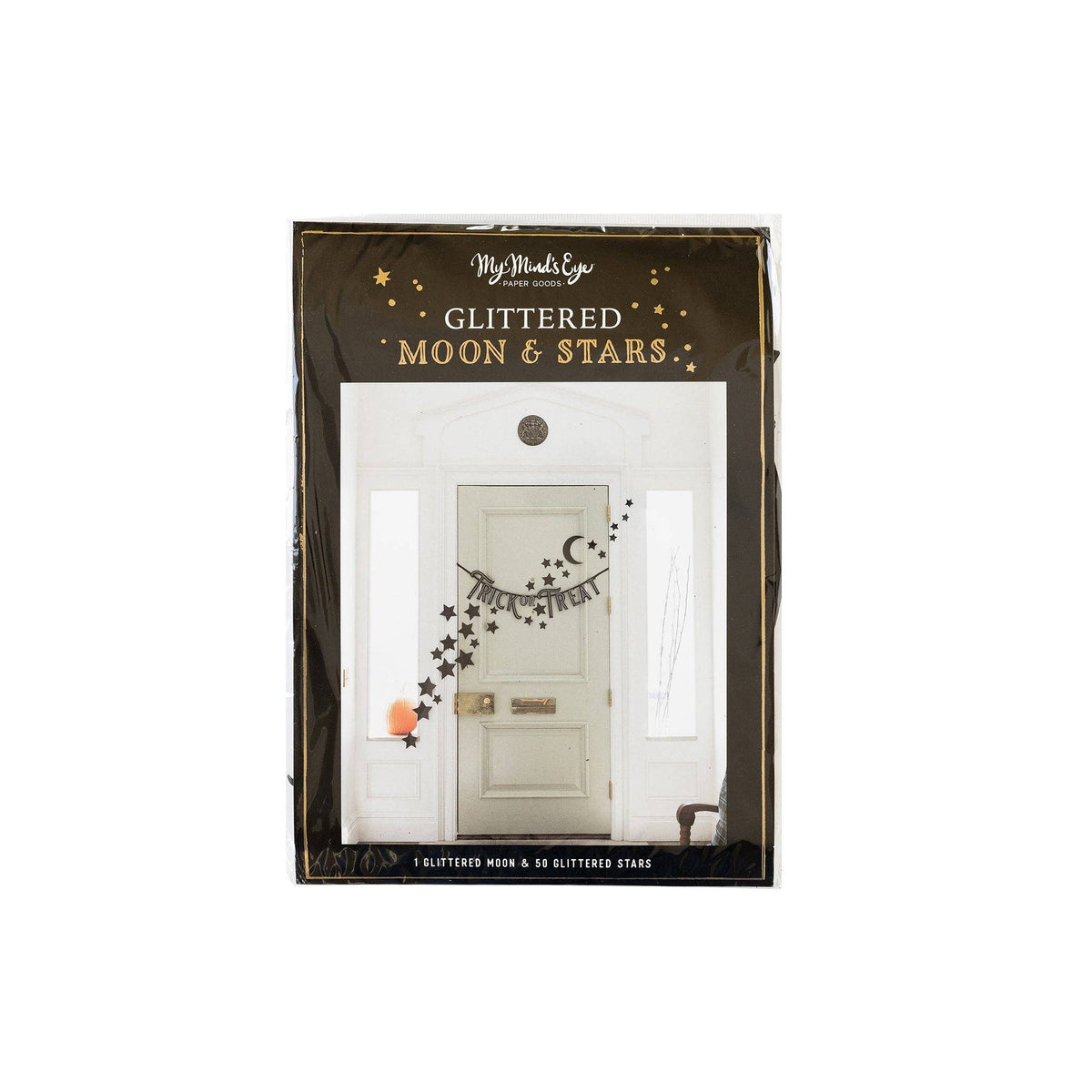 Decoración de pared con purpurina en forma de estrella y luna- pack 51 uds.