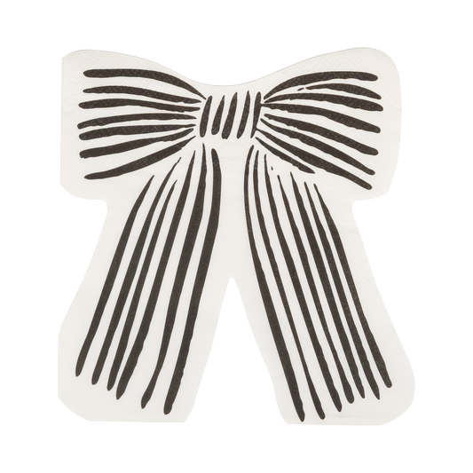 Servilleta con forma de lazo a rayas negro y crema- pack 24 uds.