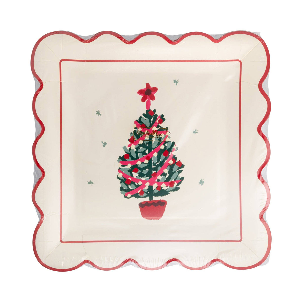 Plato cuadrado grande Árbol de Navidad- pacl 8 uds.