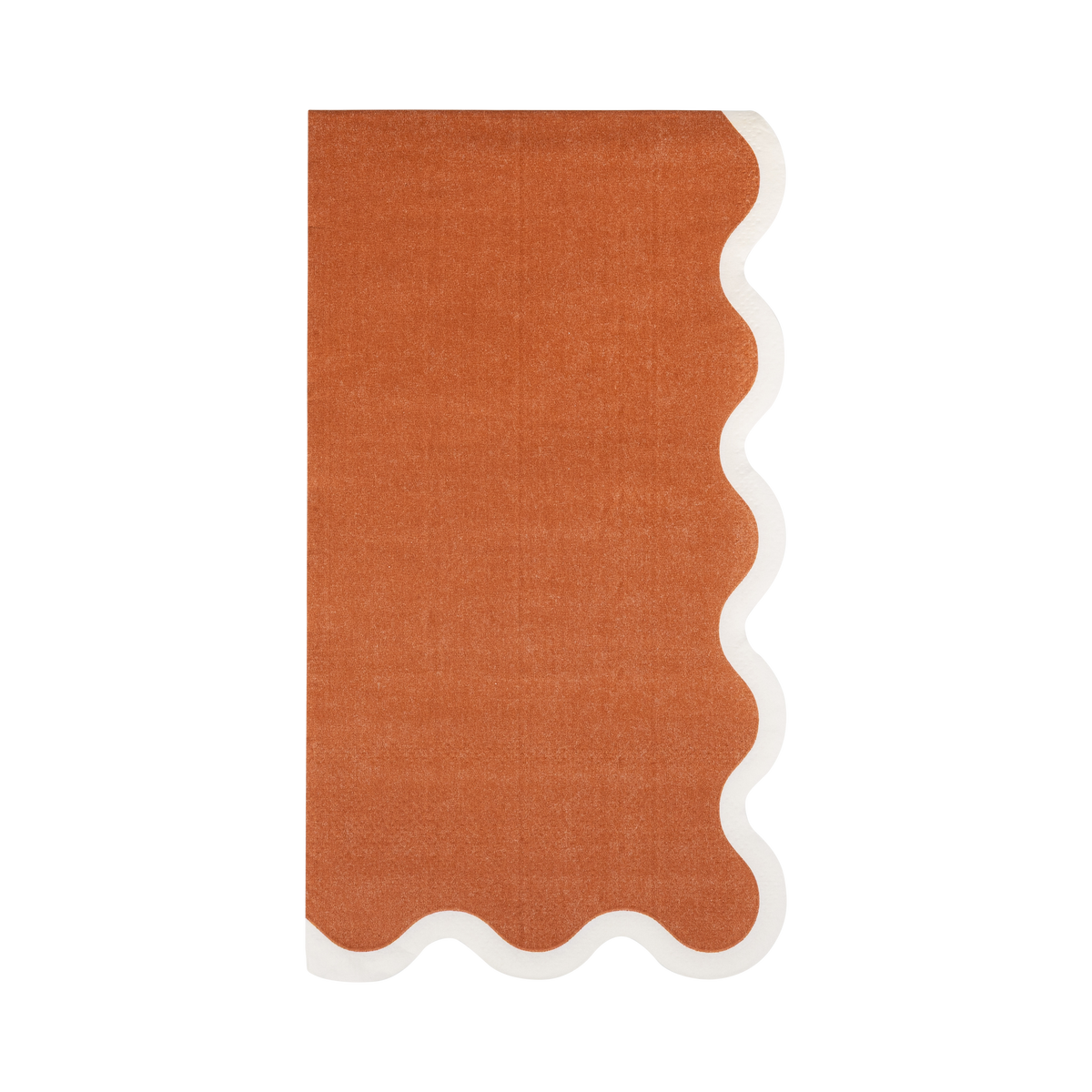 Servilletas rectangulares naranja oscuro borde dorado festoneado- pack 24 uds.