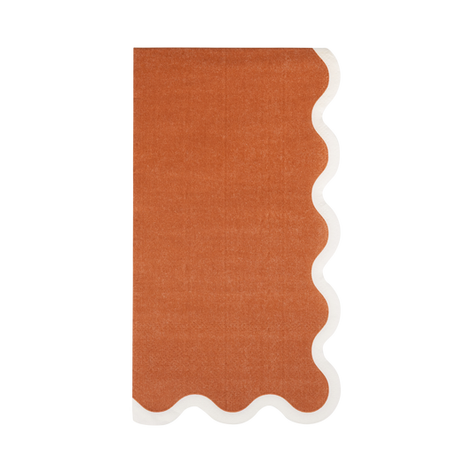 Servilletas rectangulares naranja oscuro borde dorado festoneado- pack 24 uds.