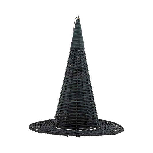 Sombrero de bruja decorativo de ratán natural