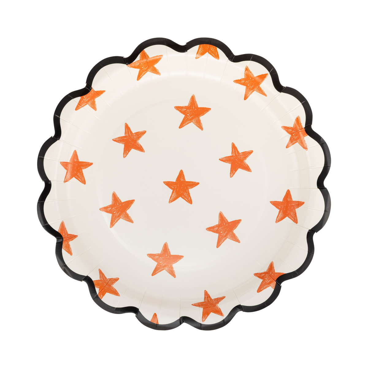 Plato de estrellas naranja y negro- pack 8 uds