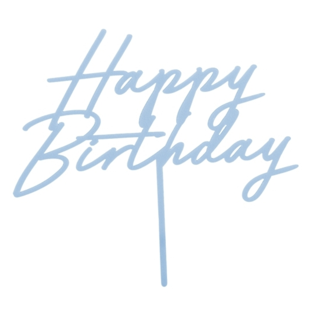 Topper para tarta Happy Birthday celeste