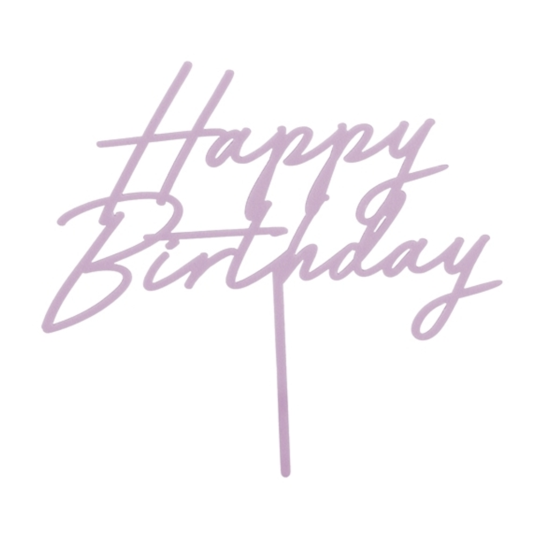 Topper para tarta Happy Birthday morado