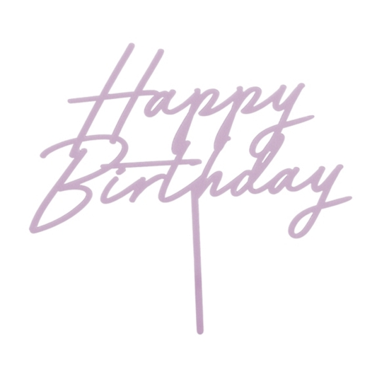 Topper para tarta Happy Birthday morado