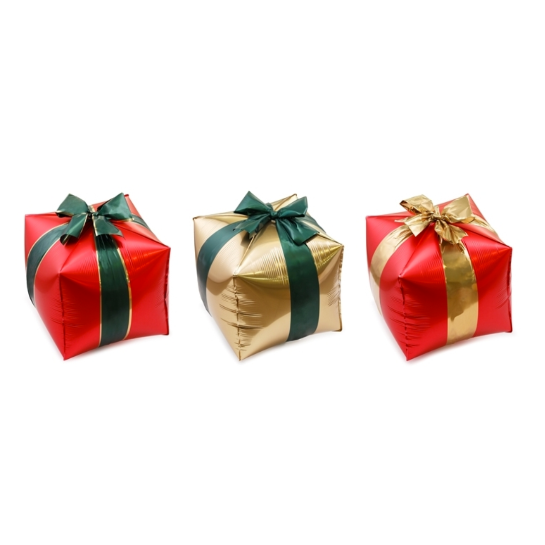 Globo foil caja regalo navidad- pack 3 uds.