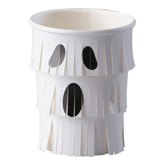 Vasos fantasma blancos con flecos- pack 8 uds.