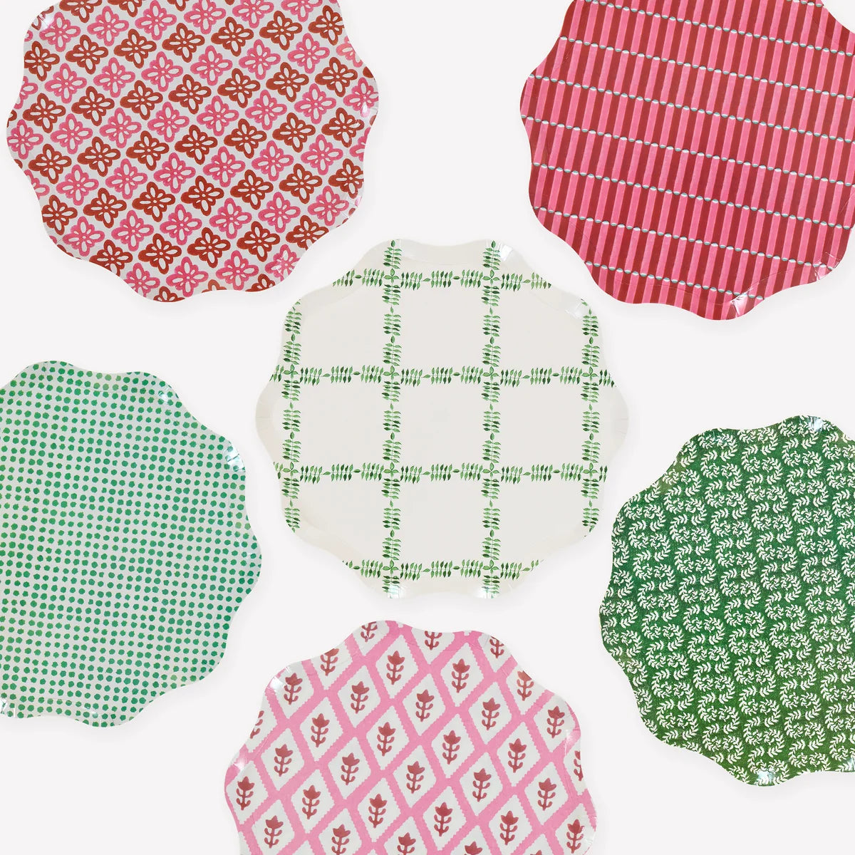 Platos pequeños estampado verde y rojo Molly Mahon- pack 8 uds.