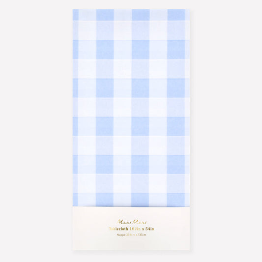 Mantel desechable vichy azul