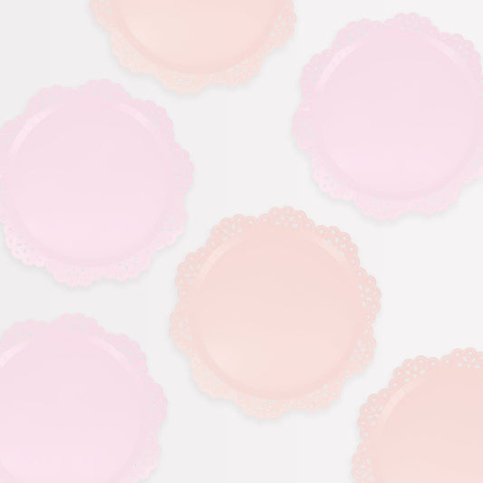 Plato blonda rosa pequeño – Pack 8 uds.