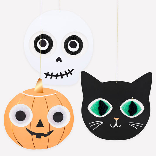 Decoraciones colgantes formas Halloween- pack 3 uds.